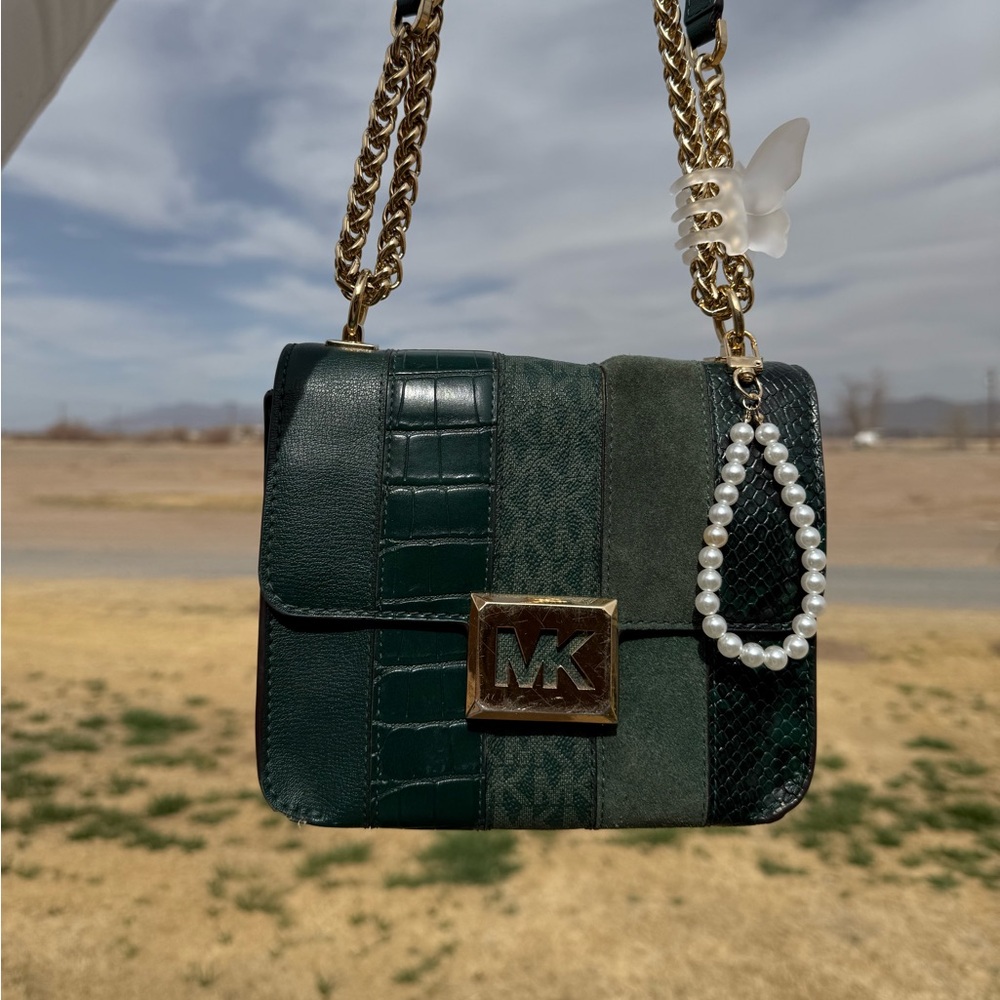Michael Kors Green Leather Shoulder Bag